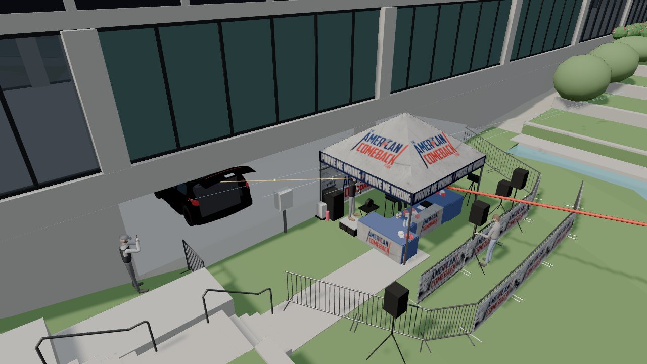 3D model view: Scenario 2: the minivan behind the tent